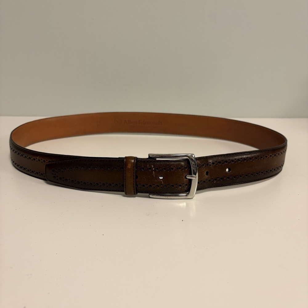 Allen Edmonds Manistee Dress Belt Brown Leather Size 34 Made In USA 74047